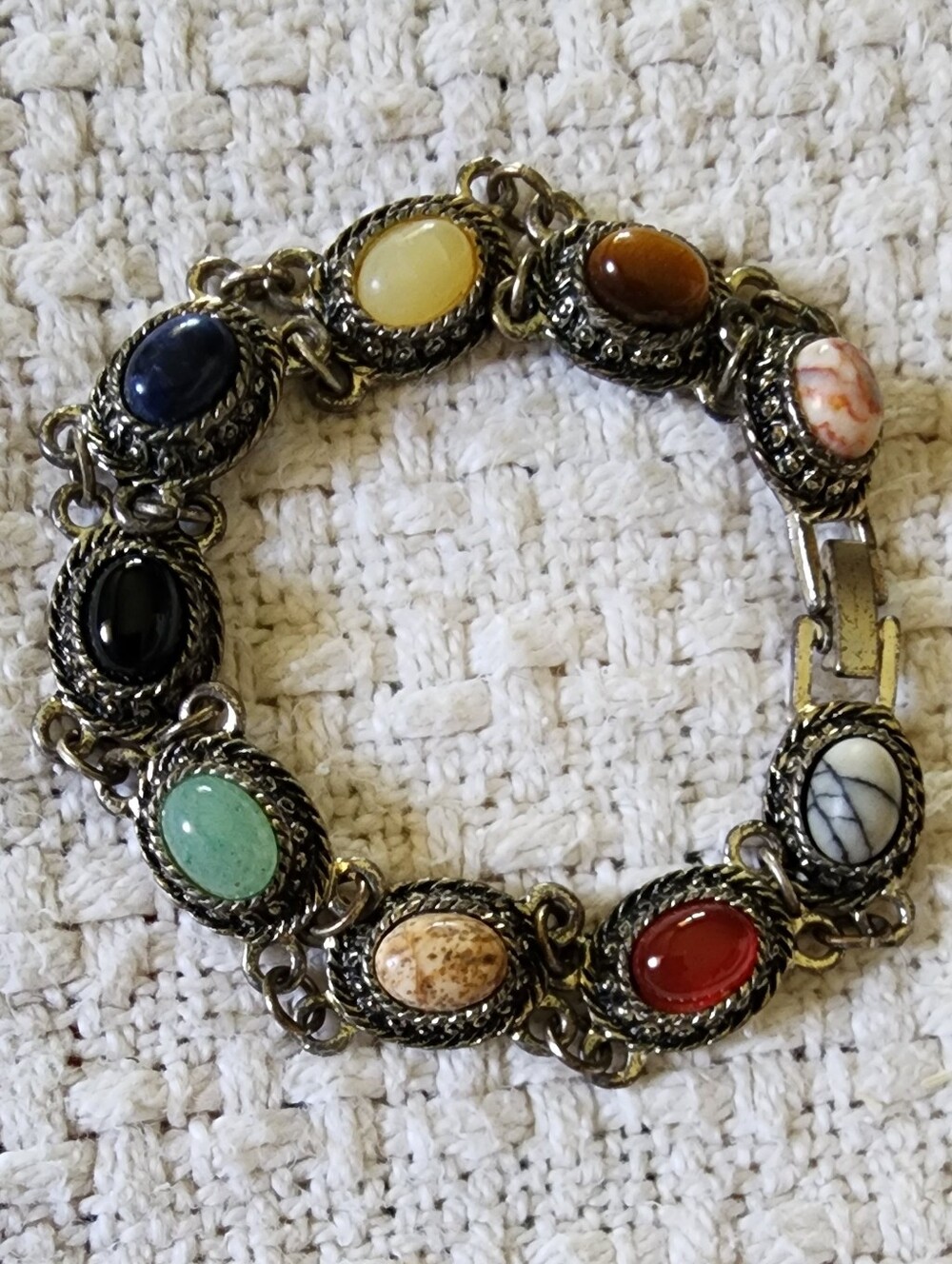 Vintage Gemstone Cobochon Link Bracelet